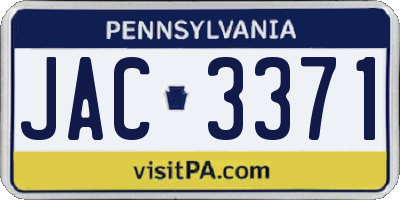 PA license plate JAC3371