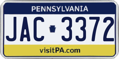 PA license plate JAC3372