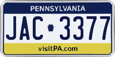 PA license plate JAC3377