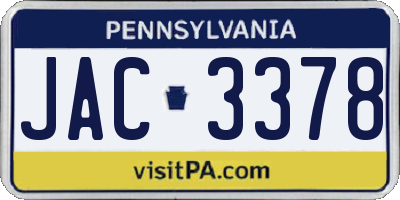 PA license plate JAC3378