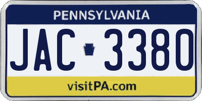 PA license plate JAC3380