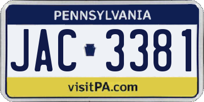 PA license plate JAC3381
