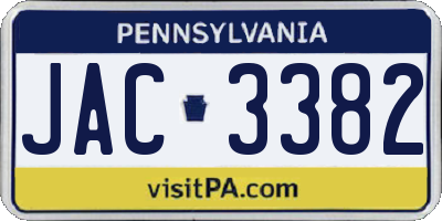 PA license plate JAC3382