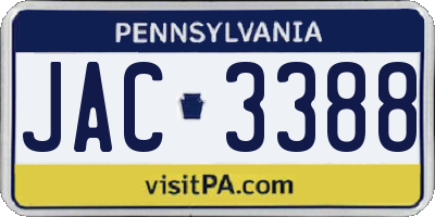 PA license plate JAC3388