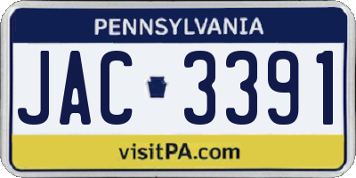 PA license plate JAC3391