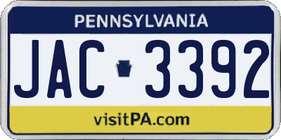 PA license plate JAC3392