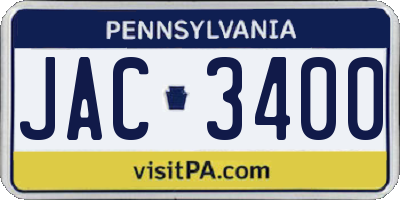 PA license plate JAC3400