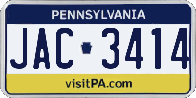 PA license plate JAC3414