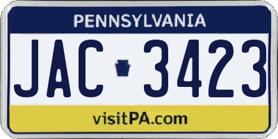 PA license plate JAC3423