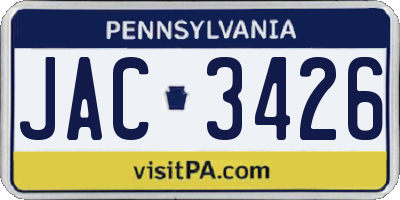 PA license plate JAC3426