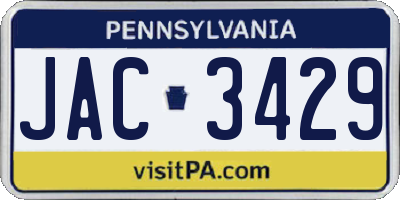 PA license plate JAC3429