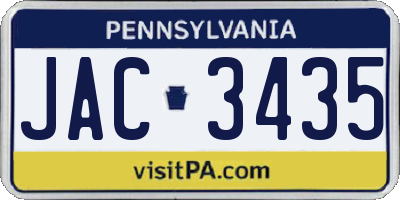 PA license plate JAC3435