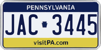 PA license plate JAC3445