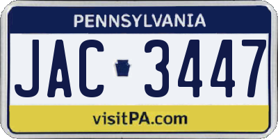 PA license plate JAC3447