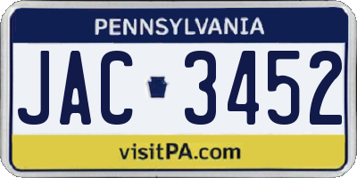 PA license plate JAC3452