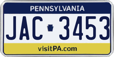 PA license plate JAC3453