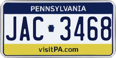 PA license plate JAC3468