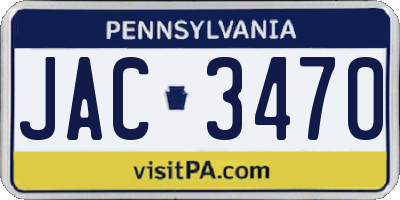 PA license plate JAC3470