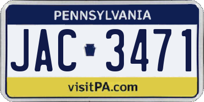 PA license plate JAC3471