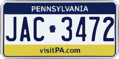 PA license plate JAC3472