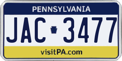 PA license plate JAC3477