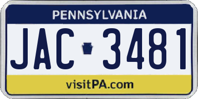 PA license plate JAC3481