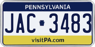 PA license plate JAC3483