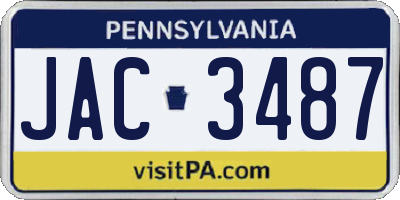 PA license plate JAC3487