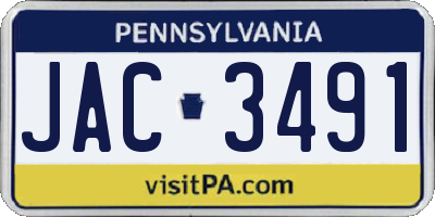 PA license plate JAC3491