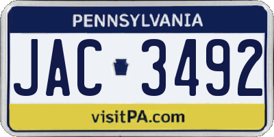 PA license plate JAC3492