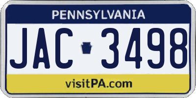 PA license plate JAC3498