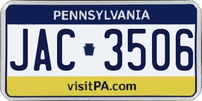 PA license plate JAC3506