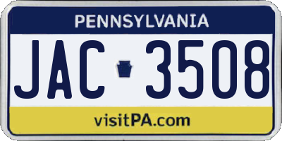 PA license plate JAC3508