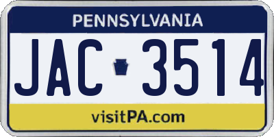 PA license plate JAC3514