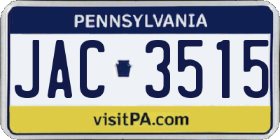 PA license plate JAC3515
