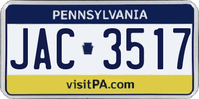 PA license plate JAC3517