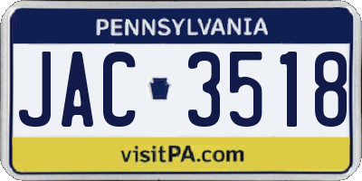 PA license plate JAC3518