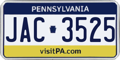PA license plate JAC3525