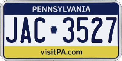 PA license plate JAC3527
