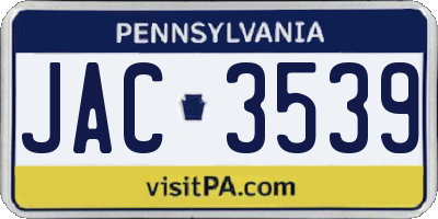 PA license plate JAC3539