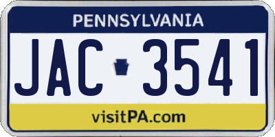 PA license plate JAC3541