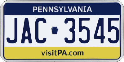 PA license plate JAC3545
