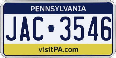 PA license plate JAC3546