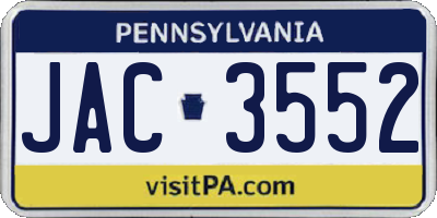 PA license plate JAC3552