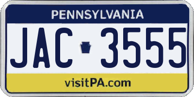 PA license plate JAC3555