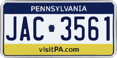PA license plate JAC3561
