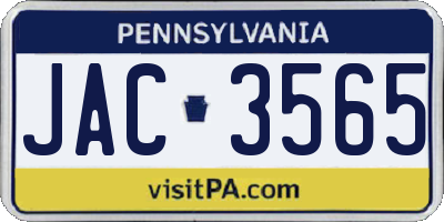 PA license plate JAC3565