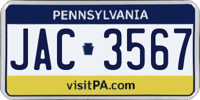 PA license plate JAC3567