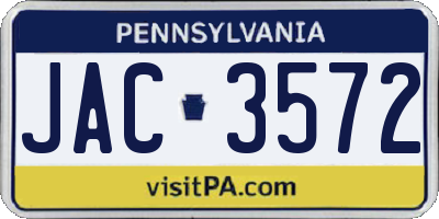 PA license plate JAC3572