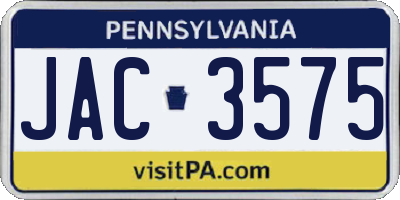 PA license plate JAC3575